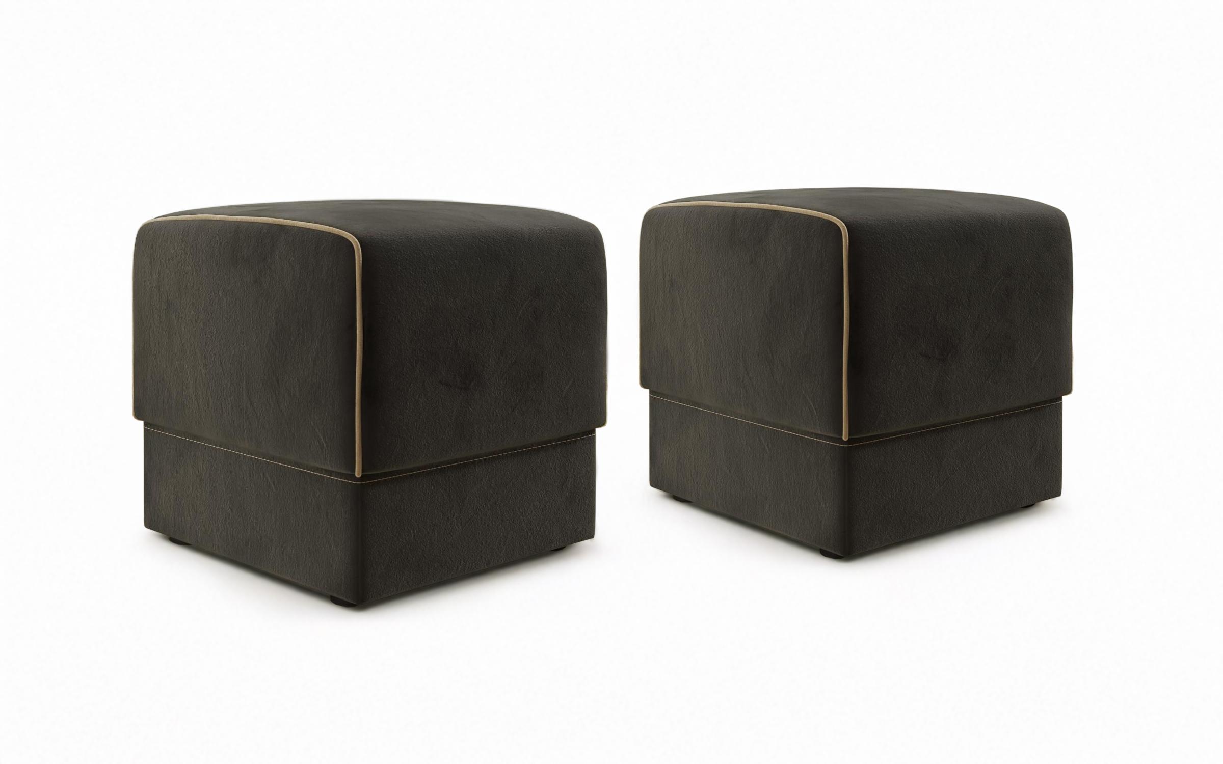 Set of 2 ottomans Ego, graphite + dark beige  1